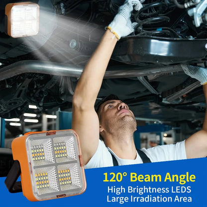 Solar rechargeable multifunctional led work light, portable outdoor floodlight-1200mah lithium battery, suitable for camping.