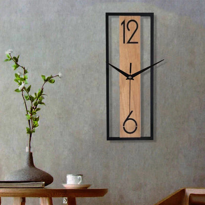Rectangular wood grain wall clock for quiet decoration in homes and offices used in living rooms bedrooms and dining rooms