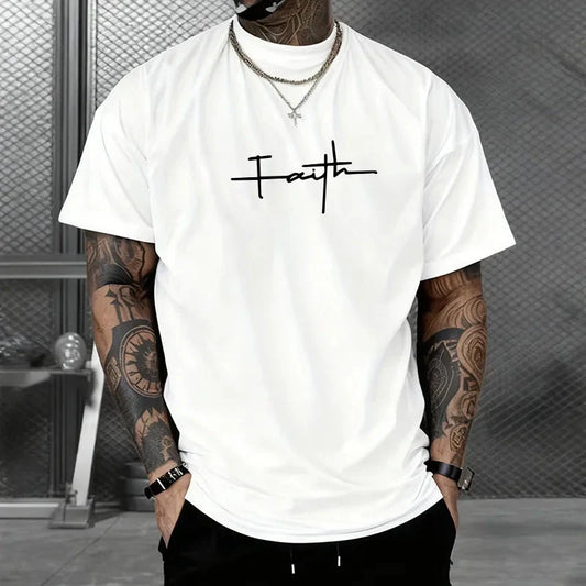Mens T-shirt Print Casual Short Sleeve Outdoors SportsJogging Loose Tees Daily Lightweight Thin Cotton T-shirt Summer Streetwear