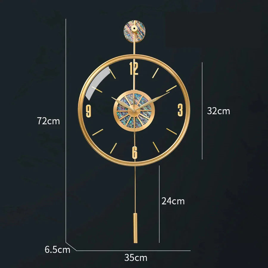 Modern Luxury Large Wall Clock With Pendulum Minimalist Decorative Art Silent Clock Nordic Living Room Bedroom Office Wall Clock