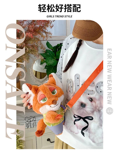 New Zootopia Doll Crossbody Bag Cartoon Judy Hopps Shoulder Bag Holiday Gift Large Capacity Portable Storage Commuter Bag