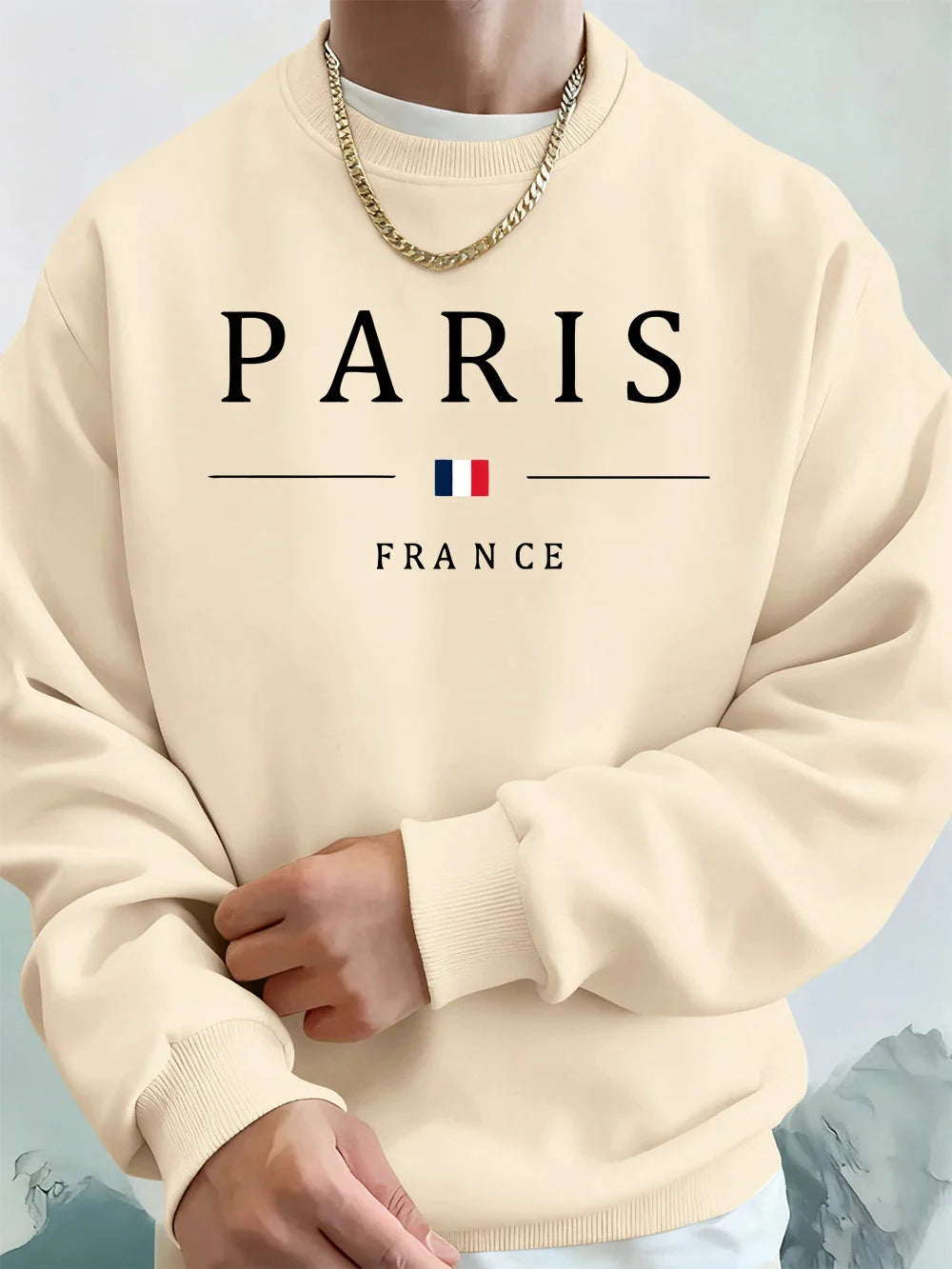 Paris France Flag Printing Men'S Hoodies Autumn Oversize Sweatshirt Hip Hop Crewneck Fleece Warm Streetwear Street Men Clothes