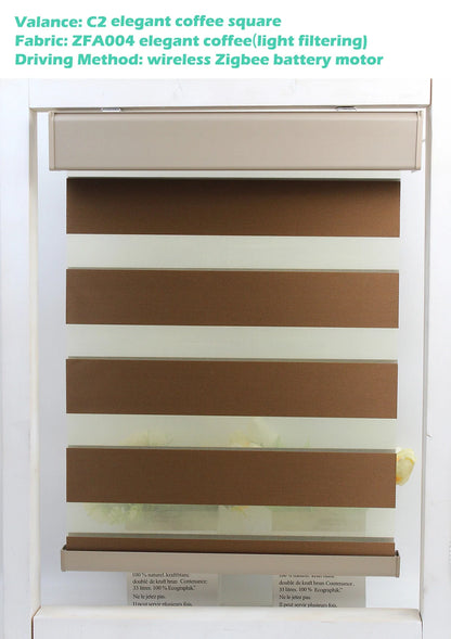 Decopedia Custom Made Zebra Blinds for Windows Motorized Roller Blinds Blackout Day and Night Window Blinds for Sliding Door