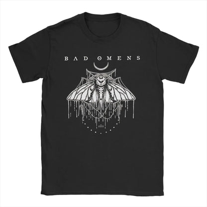 Men's T-Shirts Bad Omens Moth Casual 100% Cotton Tee Shirt Short Sleeve  T Shirt Round Collar Tops Big Size