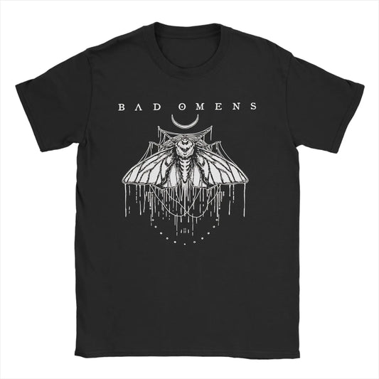 Men's T-Shirts Bad Omens Moth Casual 100% Cotton Tee Shirt Short Sleeve  T Shirt Round Collar Tops Big Size