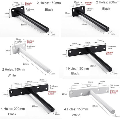 T Shape Concealed Shelf Brackets Floating  Wall Shelf Supports Screw Mounting Plate Multi sizes Metal Brackets