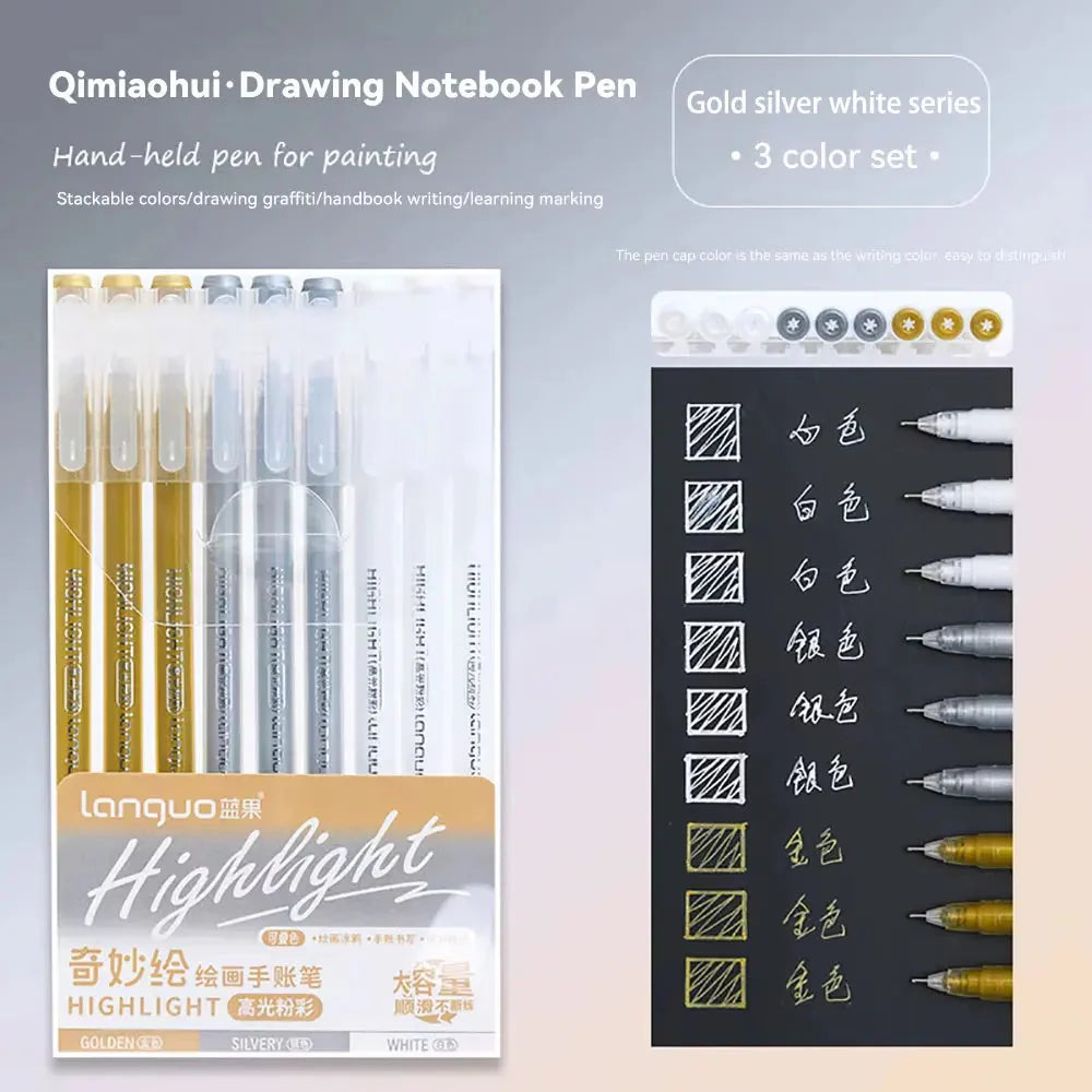 Languo 27-207 Colors Of One Set Drawing Handbook Pens Student DIY Graffiti Multi-Color Gel Pen Writing Marker Stationery
