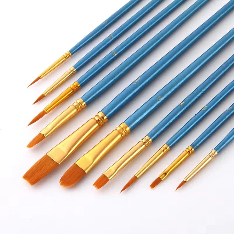 BOMEIJIA 10Pcs/Set Nylon Hair Paint Brush painting by numbers Tool brushes Watercolor Gouache Paint Brushes Drawing Art Supplies