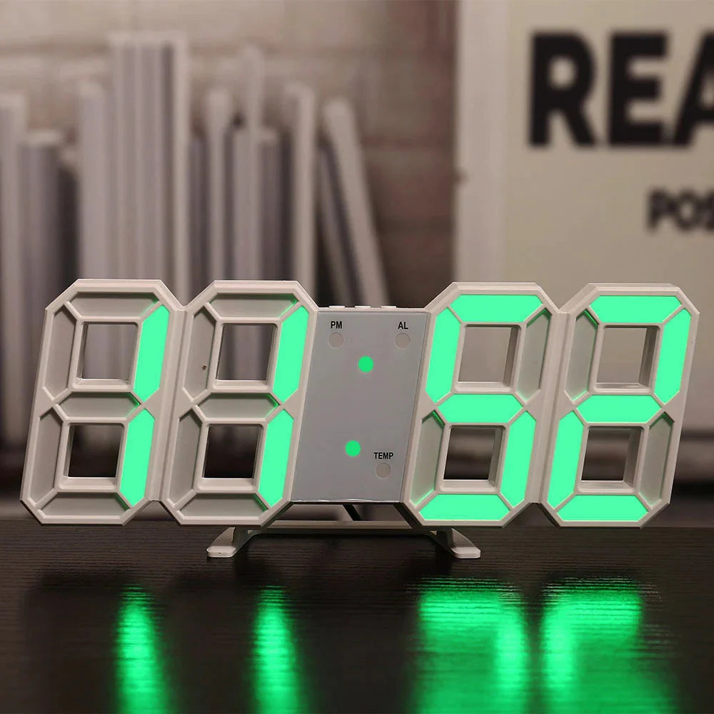 3D LED Digital Clock 12/24H Time Display Colorful Clock for Office/Living Room/Meeting Room/Kitchen