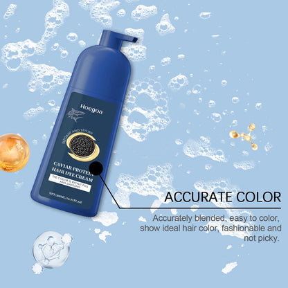Caviar Protein Hair Dye Shampoo Gray White Hair Color Treatment Smoothing Nourishing Fast Natural Herbal Color Hair Cream 500ml