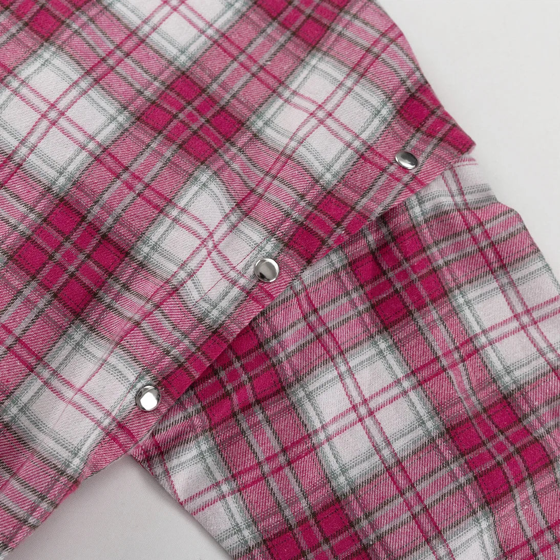 Pink Plaid Shirt for Women in Europe and America New Versatile Loose Shirt for Women Removable Long-sleeved Lapel Top