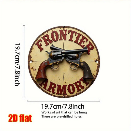 Retro "Art of Weapons & Mechanicals" Round Aluminum Sign – 7.8" Vintage Wall Decor