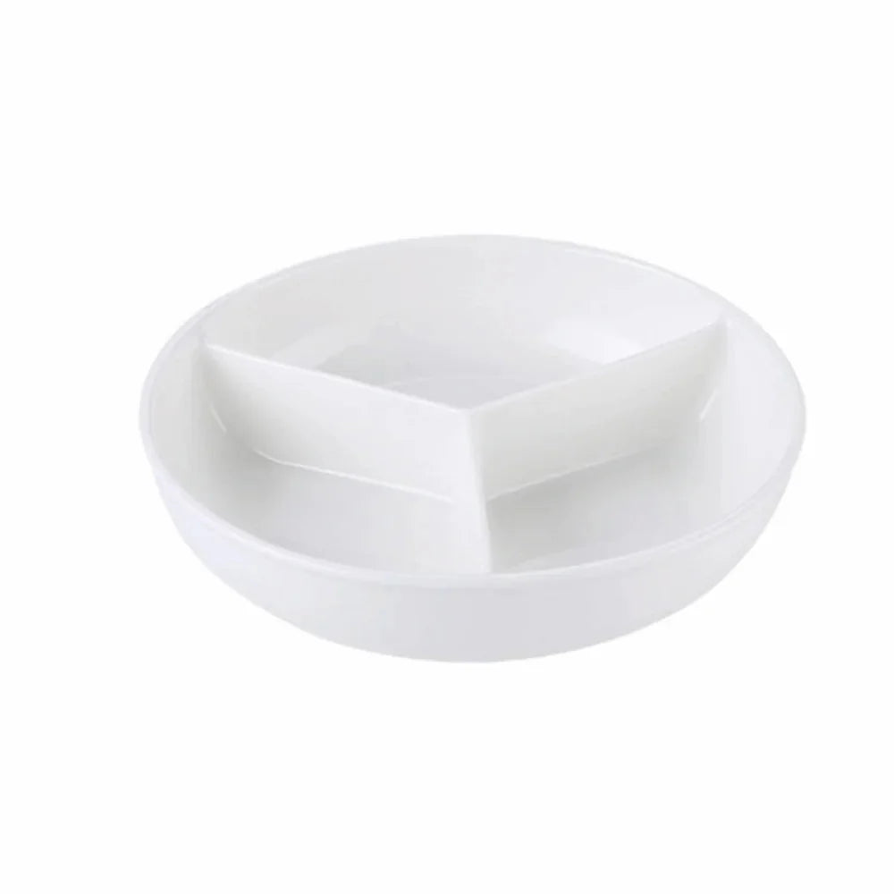 3 Compartments Grid-shaped Dinner Plate White Ceramic Divided Food Tray Durable Large Capacity Steamed Plate Breakfast Dish