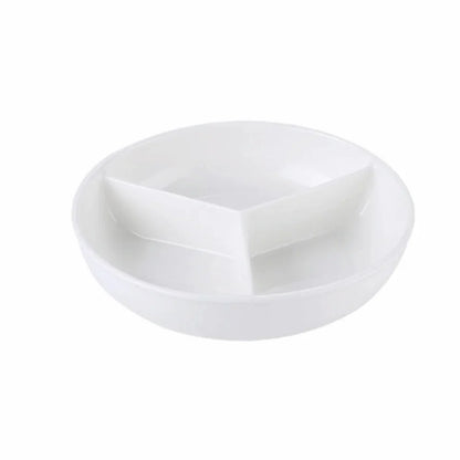 3 Compartments Grid-shaped Dinner Plate White Ceramic Divided Food Tray Durable Large Capacity Steamed Plate Breakfast Dish