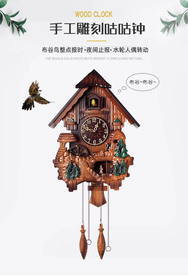 Cuckoo Luxury Wall Clocks Living Pendulum Room Large Decoration Wall Clocks Retro Wooden Home Decor Reloj De Pared MHBGZ