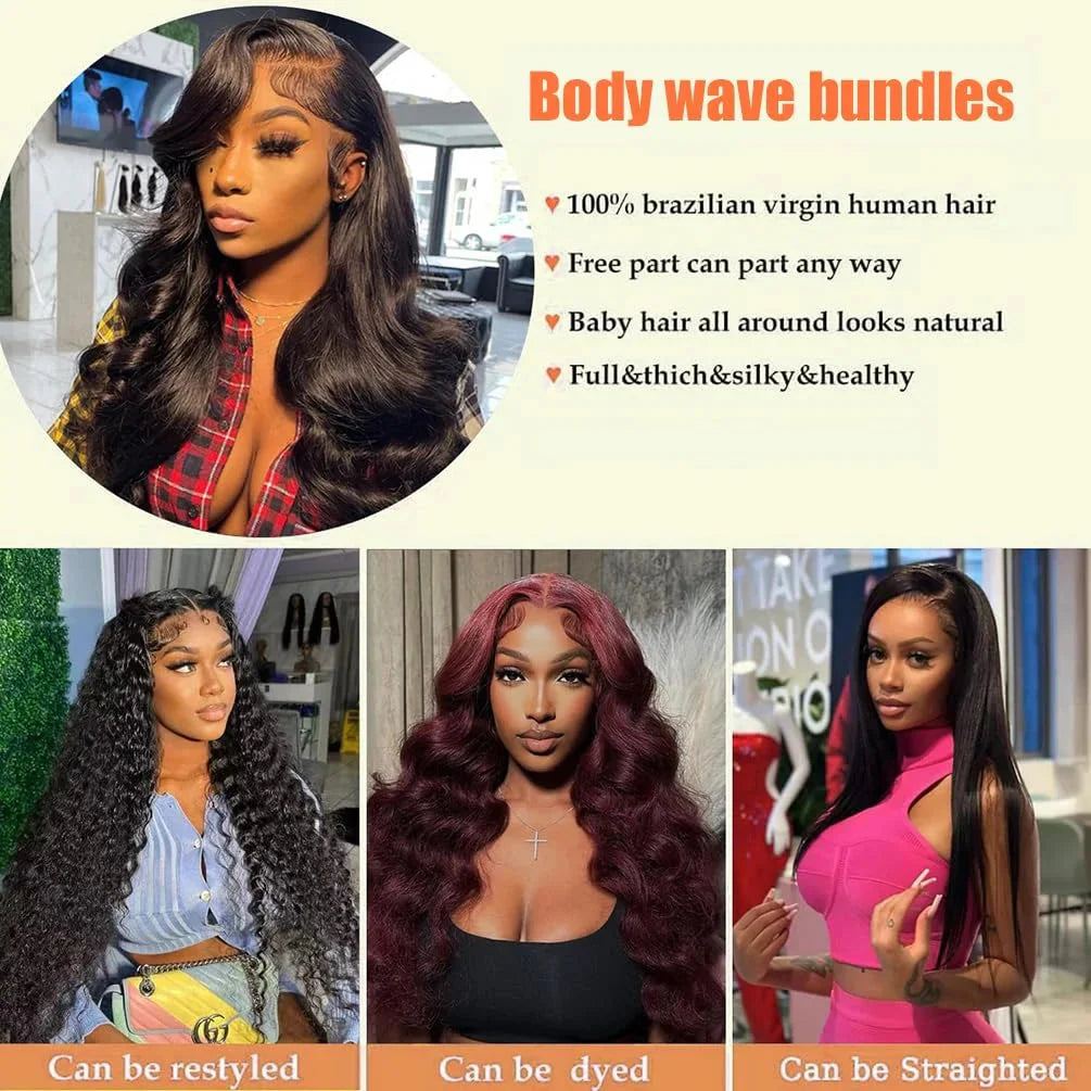 Body Wave Human Hair Bundles 12A Raw Virgin 100% Unprocessed Weave Human Hair Extensions 1 3 4 Bundles Deals Natural Color