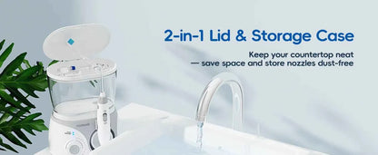 Home Water Flosser, 10 Adjustable Pressures,600 ml Large Capacity,6 Home Nozzles Professional Oral Irrigator for Teeth Clean