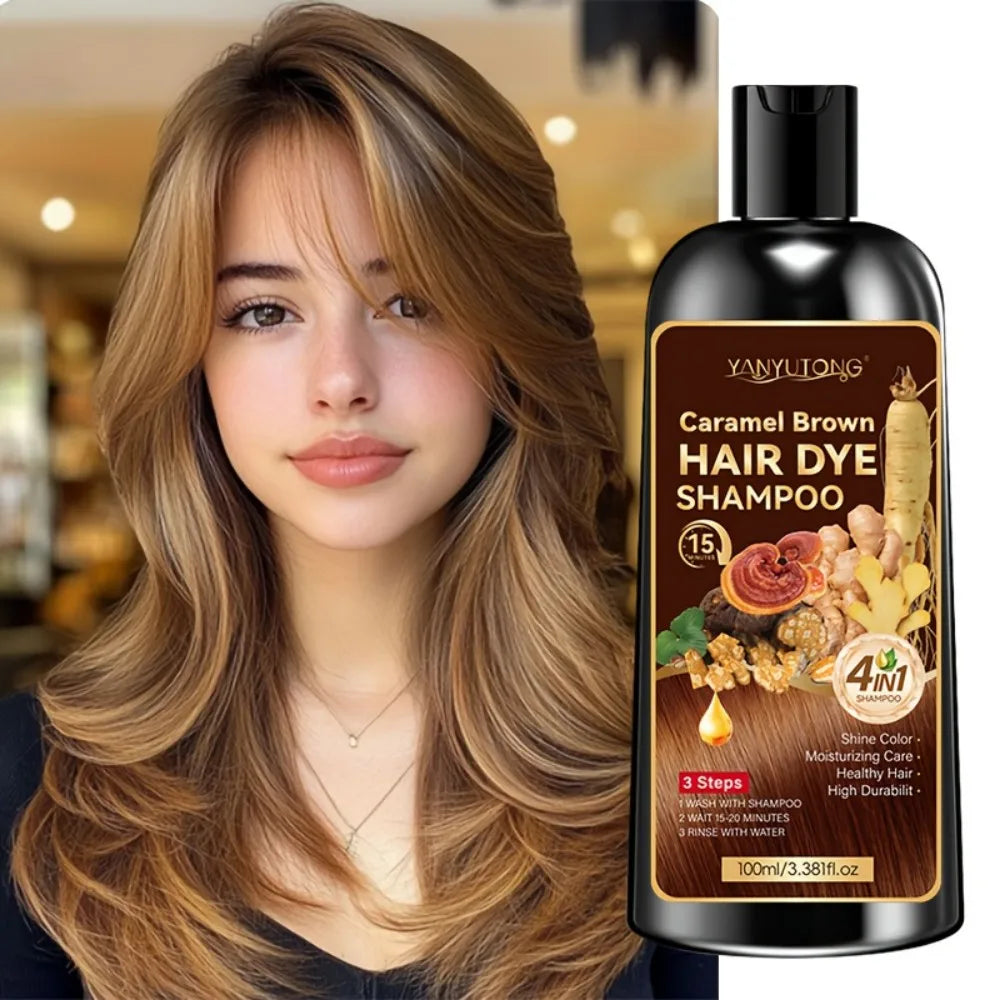 Unisex adult 4-in-1 hair dye shampoo, hair dye shampoo foam, plant-based hair dye, easy to shampoo, cover gray hair