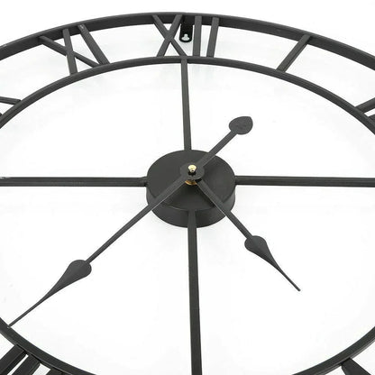 60CM Large 3D Wall Clocks Roman Numerals Retro Round Metal Iron Accurate Silent Nordic Hanging Ornament Living Room Decoration