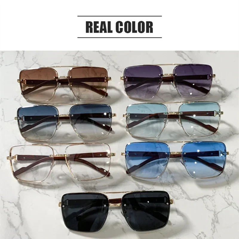 Square Sunglasses For Men Vacation Fashion Glasses Wooden Sunglasses Women Trendy Shades Vintage Gafas De Sol Hombre Zonnebril