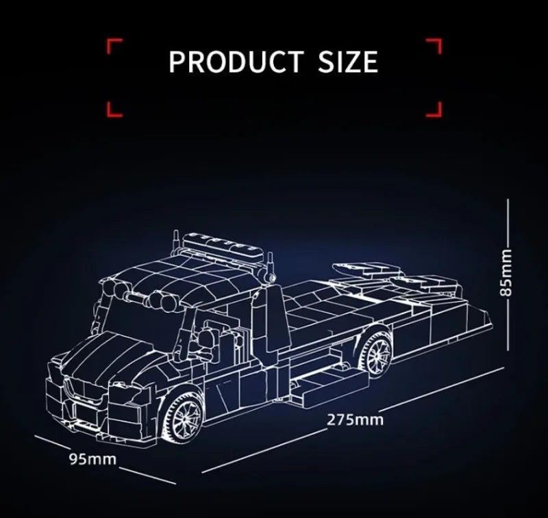 672Pcs Modified Trailer Building Blocks MOC Car Transporter Flatbed Tow Truck Vehicle Recovery Hauler Boys Festival Party Gifts