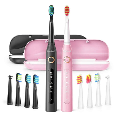 Fairywill FW-D7 Sonic Electric Toothbrush Set - 5 Modes Rechargeable Adult Toothbrush with Travel Case & 8 Heads