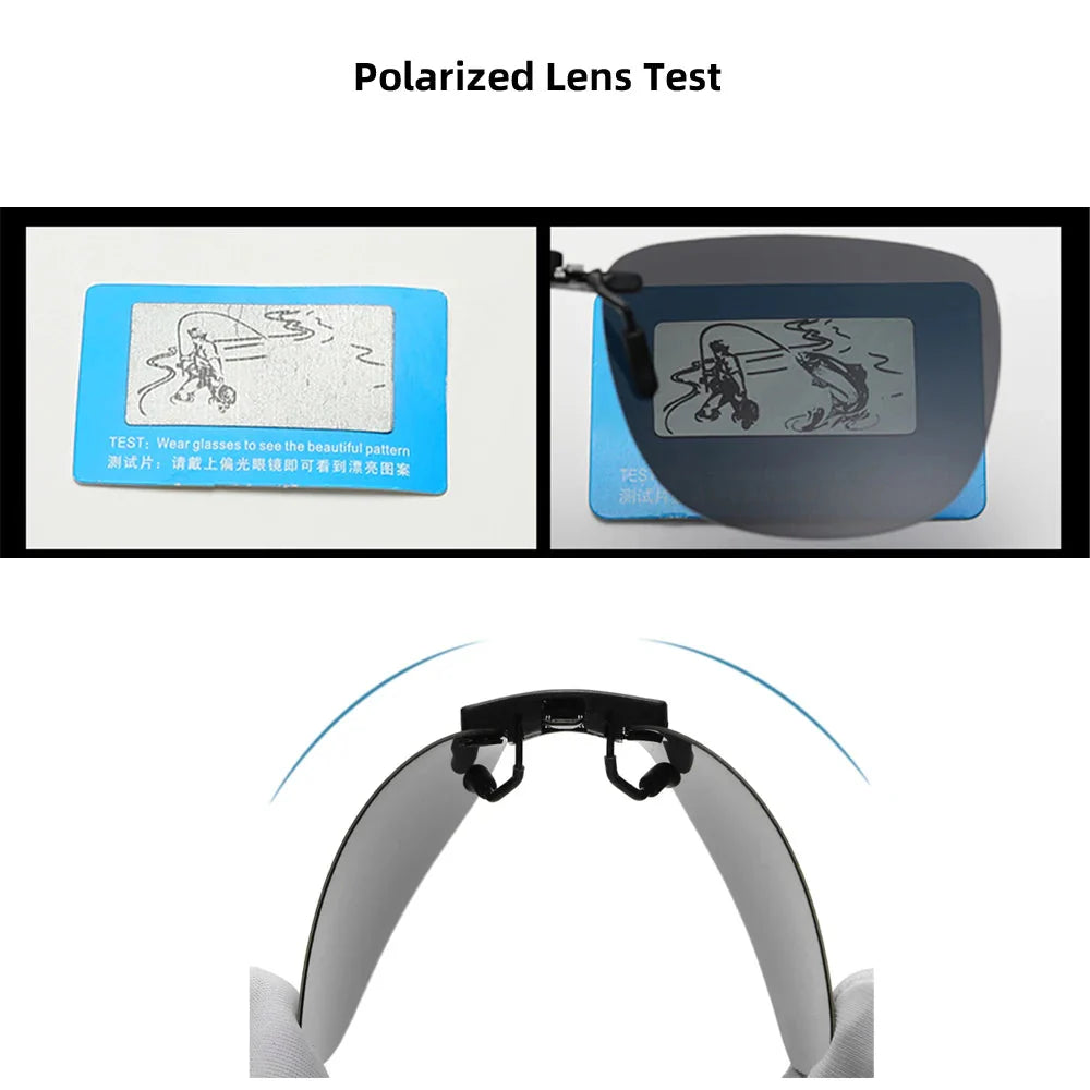 Square Clip On Sunglasses Women Polarized Black Lens UV400 Night Vision Driving Men Goggles Clips Anti Glare Vintage Glasses