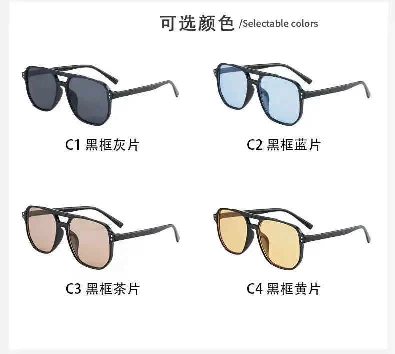 Vintage Men Women Big Sunglasses Men Square Shades Unisex Sun Glasses Black Lense Male Female Sunglasses UV400 Glasses
