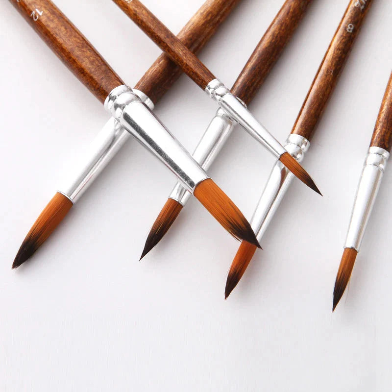 12 Pcs/set Nylon Hair Wooden Handle Watercolor Paint Brush Pen Set Learning DIY Oil Acrylic Painting Art Paint Brushes Supplies