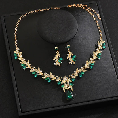 2025 Fashion Jewelry Set for Bridal Necklace Earrings Set Women Crystal Engagement Wedding Banquet Dress Accessories