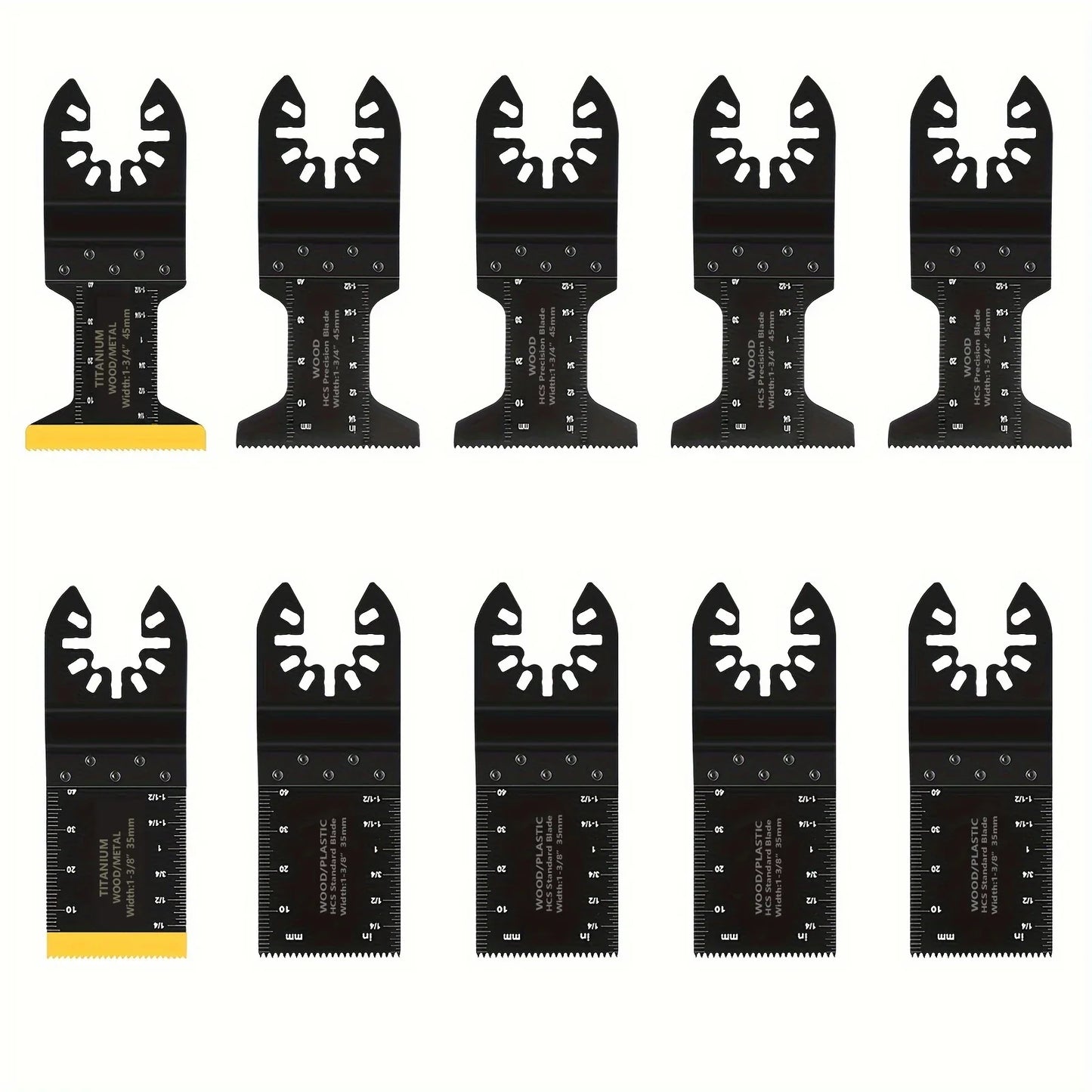 Titanium Oscillating Blades Kit: Cuts Metal/Wood/Plastic/Hard Material/Nails. Fits Dewalt, Rockwell, Milwaukee, Makita, Bo