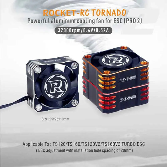 ROCKET-RC 25/30/35/40/50mm V2 Metal Cooling Fan 32000/28000/21000/16000/10000RPM for 1/8 1/10 1/12 RC Car 540/550/3650 Motor ESC