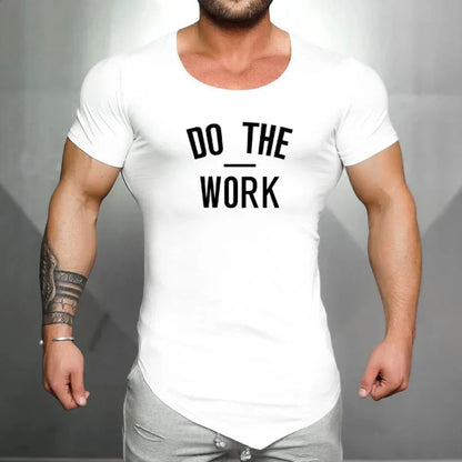 Mens Running Sport Slim Fit T-shirts Summer Cool Cotton Breathable Short Sleeve Clothing Gym Bodybuilding Fitness Muscle Shirts