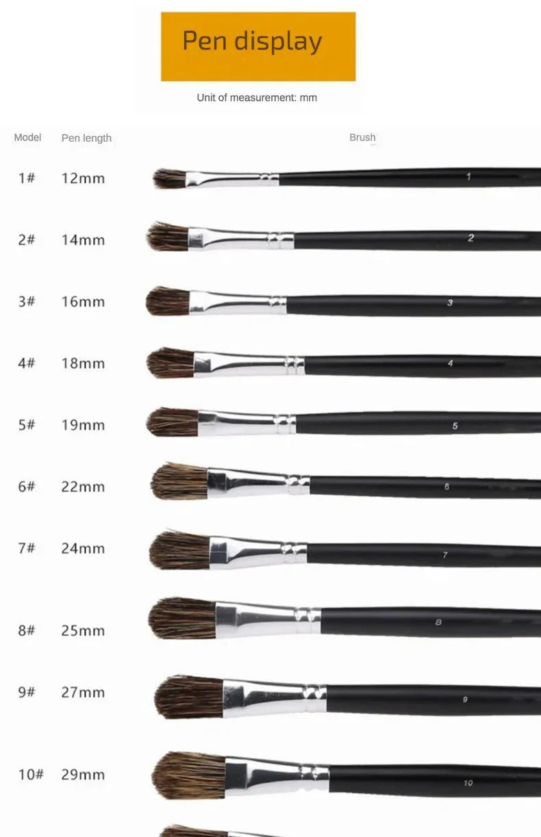 6pc new concept paintbrush wild boar mane oil painting brush water powder acrylic nail round head long black pole paintbrush set
