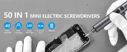 50 in 1 Precision Electric Screwdriver Set Multi-Function Power Tool with Magnetic Torx Phillips Bits for iPhone Glasses Watches