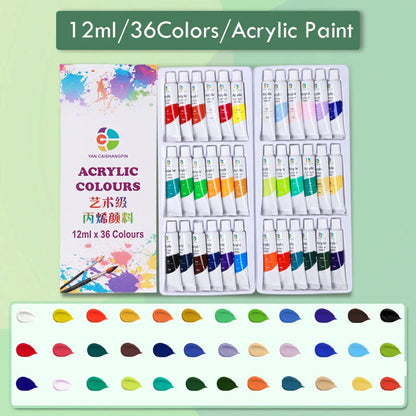 12/18/24/36 Colors Acrylic Paint Set Art Supplies акриловые краски 야광도료 for Artist On Metal Plastic Ceramic Leather Wood Glass