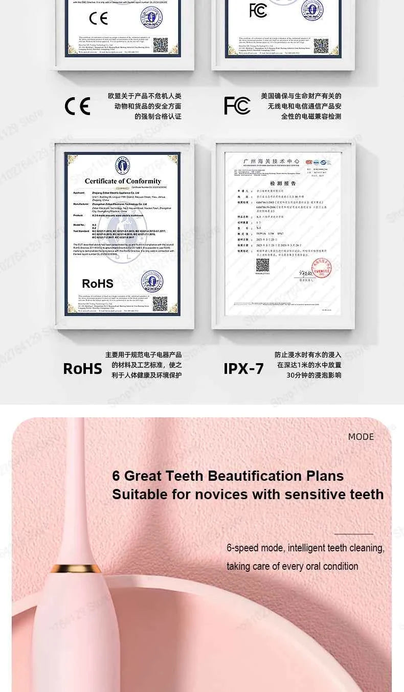 Xiaomi Mijia Sonic Electric Toothbrush Smart Timing Tooth Brush Teeth Whitening Fast Charging Base Toothbrush Replacement Head