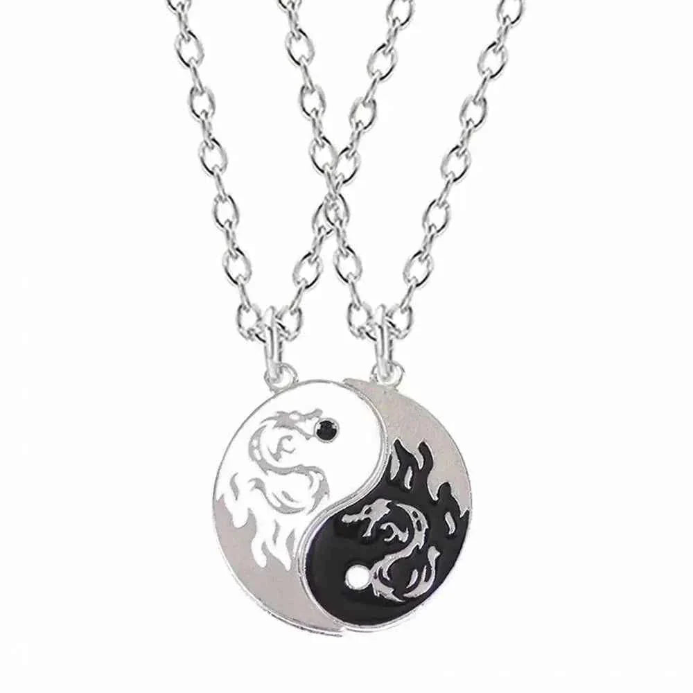 Style For Best Friends Women Fashion Jewelry Lovers Men Couple Necklace Yin Yang Necklace Clavicle chain Gossip Dragon Pendant