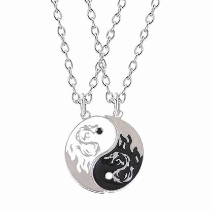 Style For Best Friends Women Fashion Jewelry Lovers Men Couple Necklace Yin Yang Necklace Clavicle chain Gossip Dragon Pendant