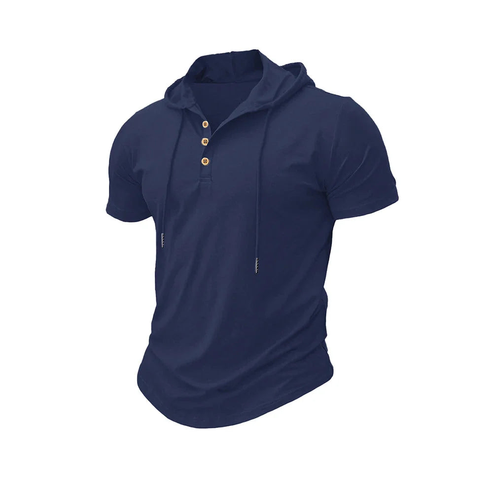 Men's T Shirt Summer Slim Fitness Hooded Short-Sleeved Tees Male Lightweight Hoodie Fitness Breathable Sports Tops