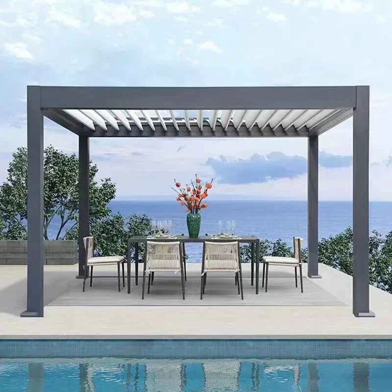 Automated Opening Waterproof Wingproof Louvered Motorized Aluminous Outdoor Living Garden Pergolas Gazebo Canopy Exterior Gazebo