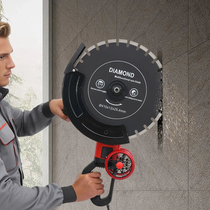 16In 4000W Electric Concrete Saw Brick Cutter Circular Saw Wall Slotting Groving with Saw Blade and Rolling Pulley 3000RPM