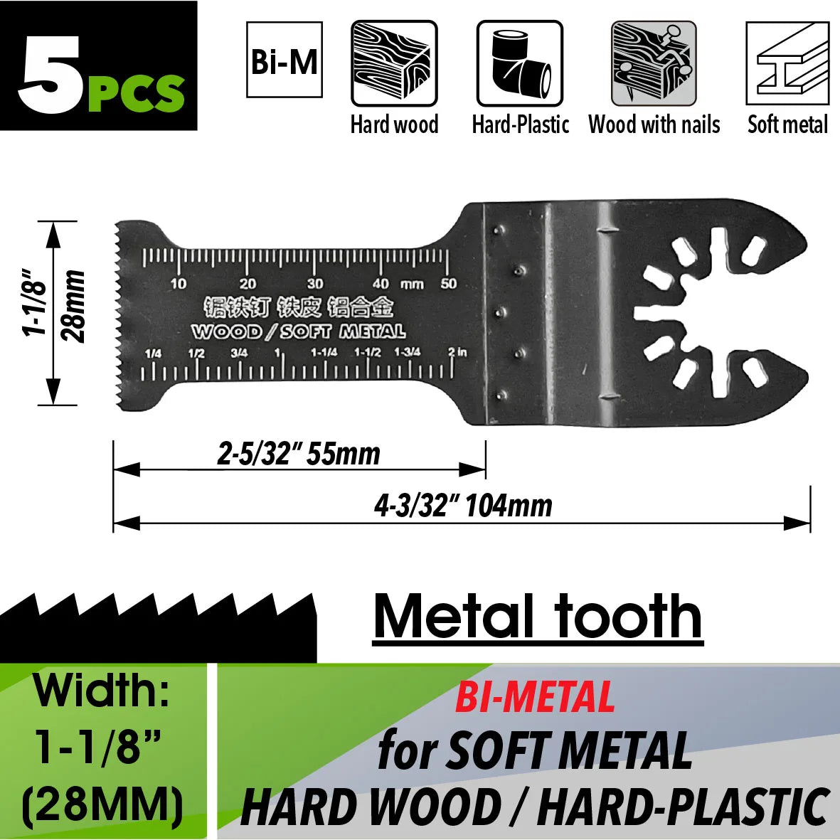Oscillating Saw Blades Kit，Multitool Blades - Compatible with Milwaukee Dewalt  Worx Skil AEG Ryobi