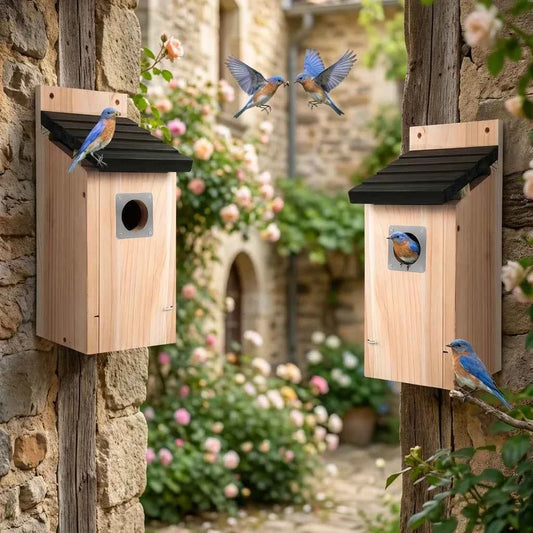 Bird Houses for Outside  Cedar Bird House Outdoor, Bluebird Finch Swallow Wren Chickadee Assembly Required