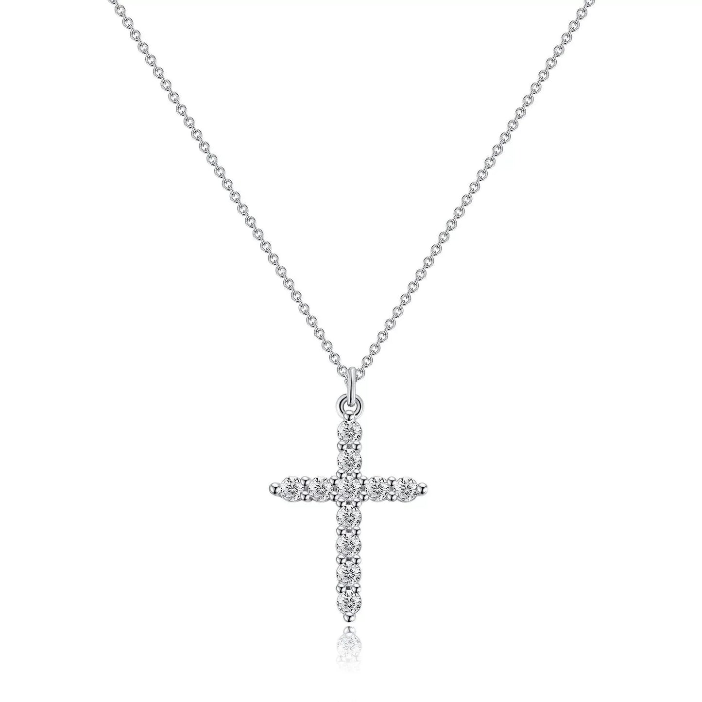 SUNSLL Cubic Zircon Rotatable Crown Cross Pendant Necklaces Classic Stainless Steel Chain Banquet Party Jewelry For Women Men