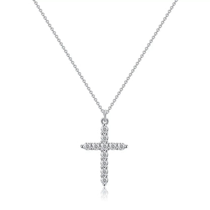 SUNSLL Cubic Zircon Rotatable Crown Cross Pendant Necklaces Classic Stainless Steel Chain Banquet Party Jewelry For Women Men