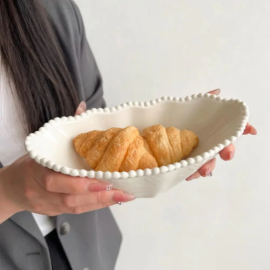 Ceramic Pearl Plates & Bowls Set - Practical Breakfast Tableware, Perfect for Modern Home Dining & Daily Use