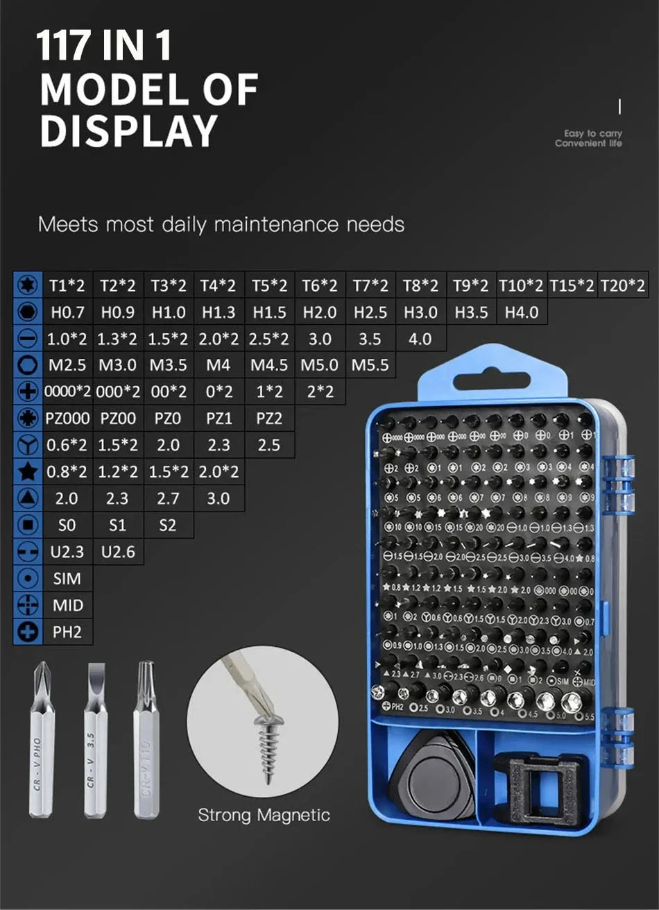 New 115 in 1 Professional Repair Tool Precision Screwdriver Set Magnetic Torx Hex Screw Driver Bits Kit for Xiaomi Mac PC iPhone
