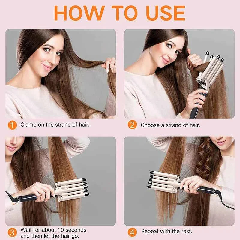 5 Barrel Hair Curler For Long Hair Professional Salon Dual Voltage Hair Curler Wavy Tourmaline Wave Maker 5 Barrels Curling Iron