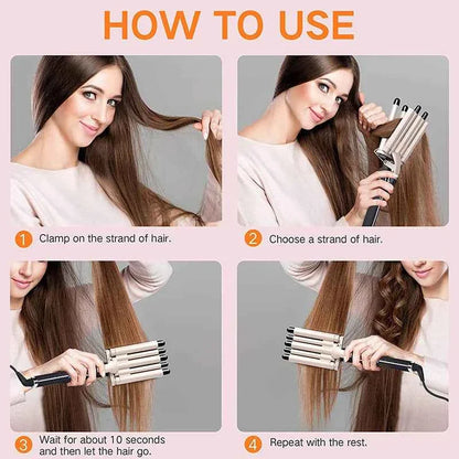 5 Barrel Hair Curler For Long Hair Professional Salon Dual Voltage Hair Curler Wavy Tourmaline Wave Maker 5 Barrels Curling Iron